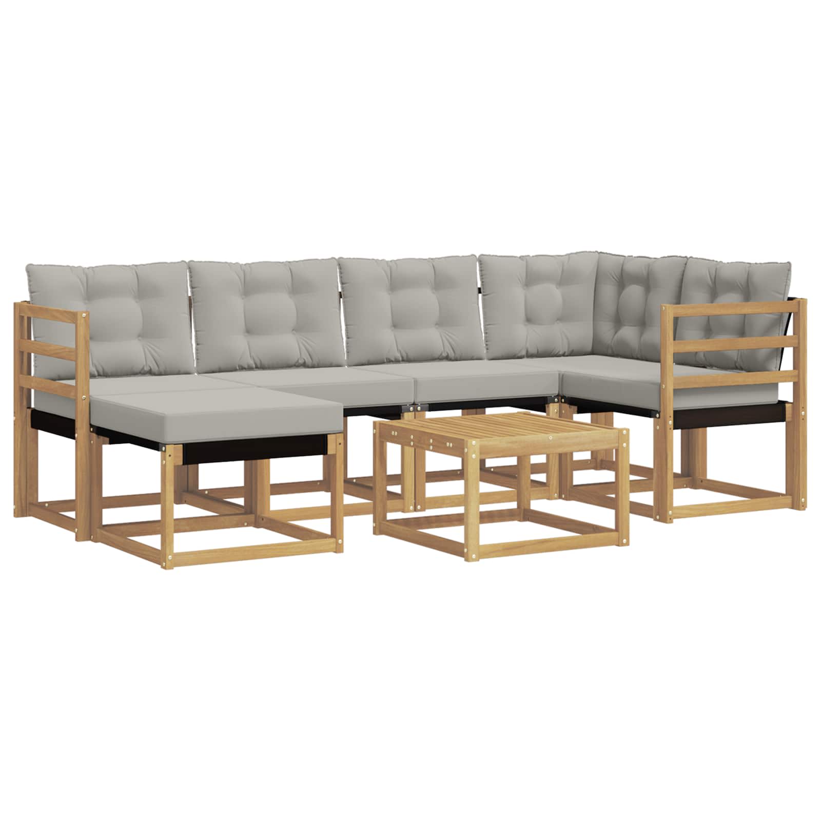 Conjunto de sofás de exterior 7 pcs Blanco y Gris Claro