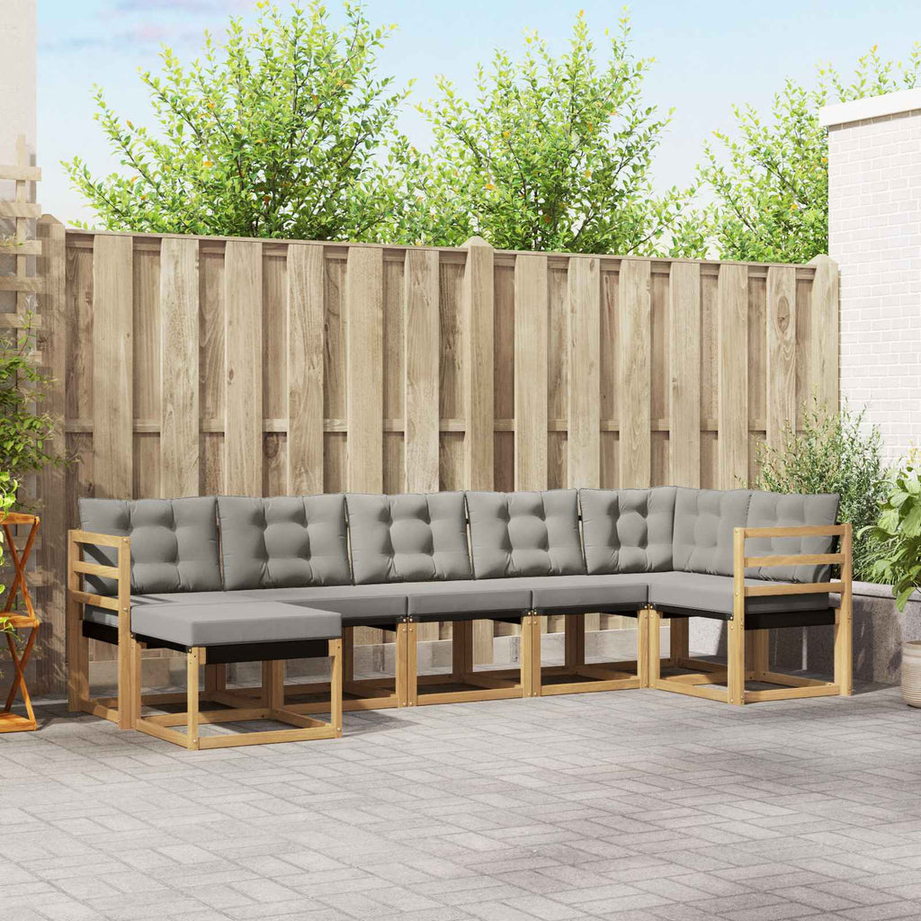 Conjunto de sofás de exterior 7 pcs Blanco y Gris Claro