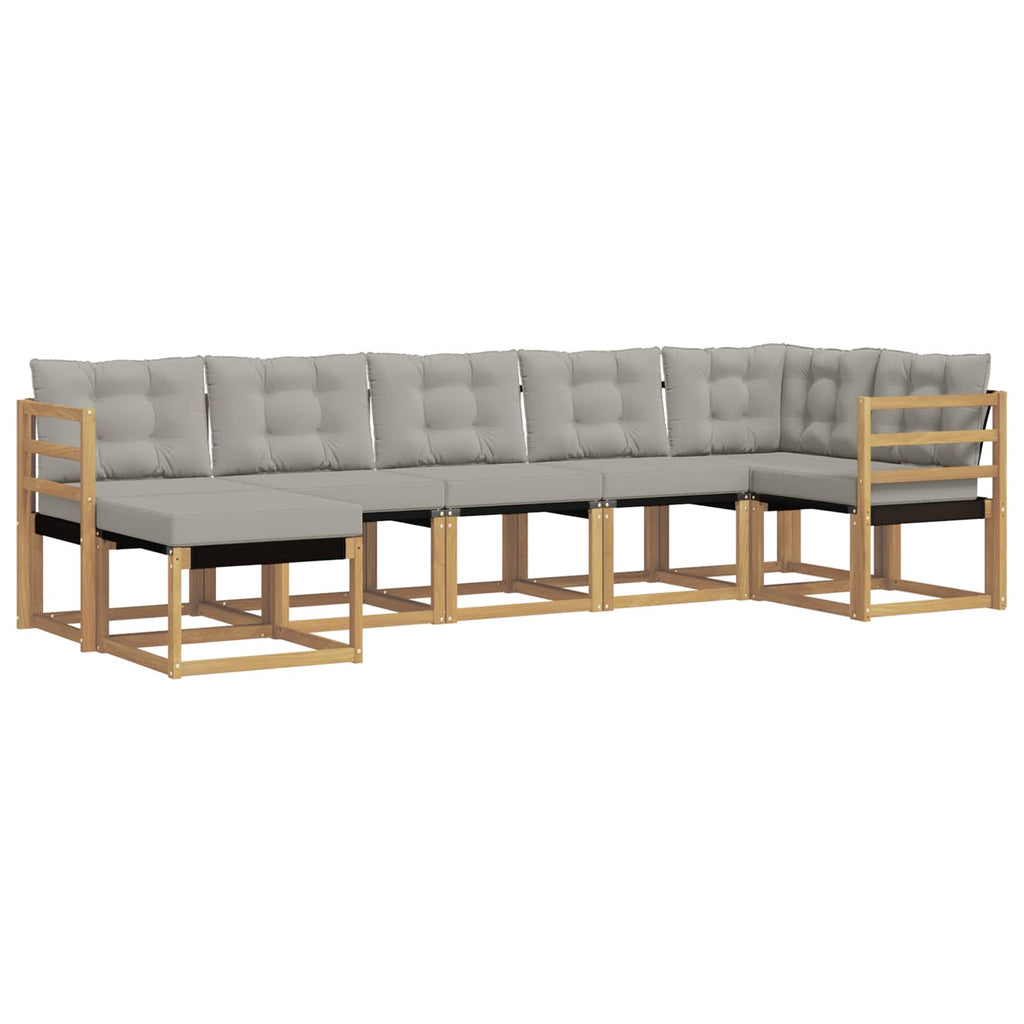 Conjunto de sofás de exterior 7 pcs Blanco y Gris Claro