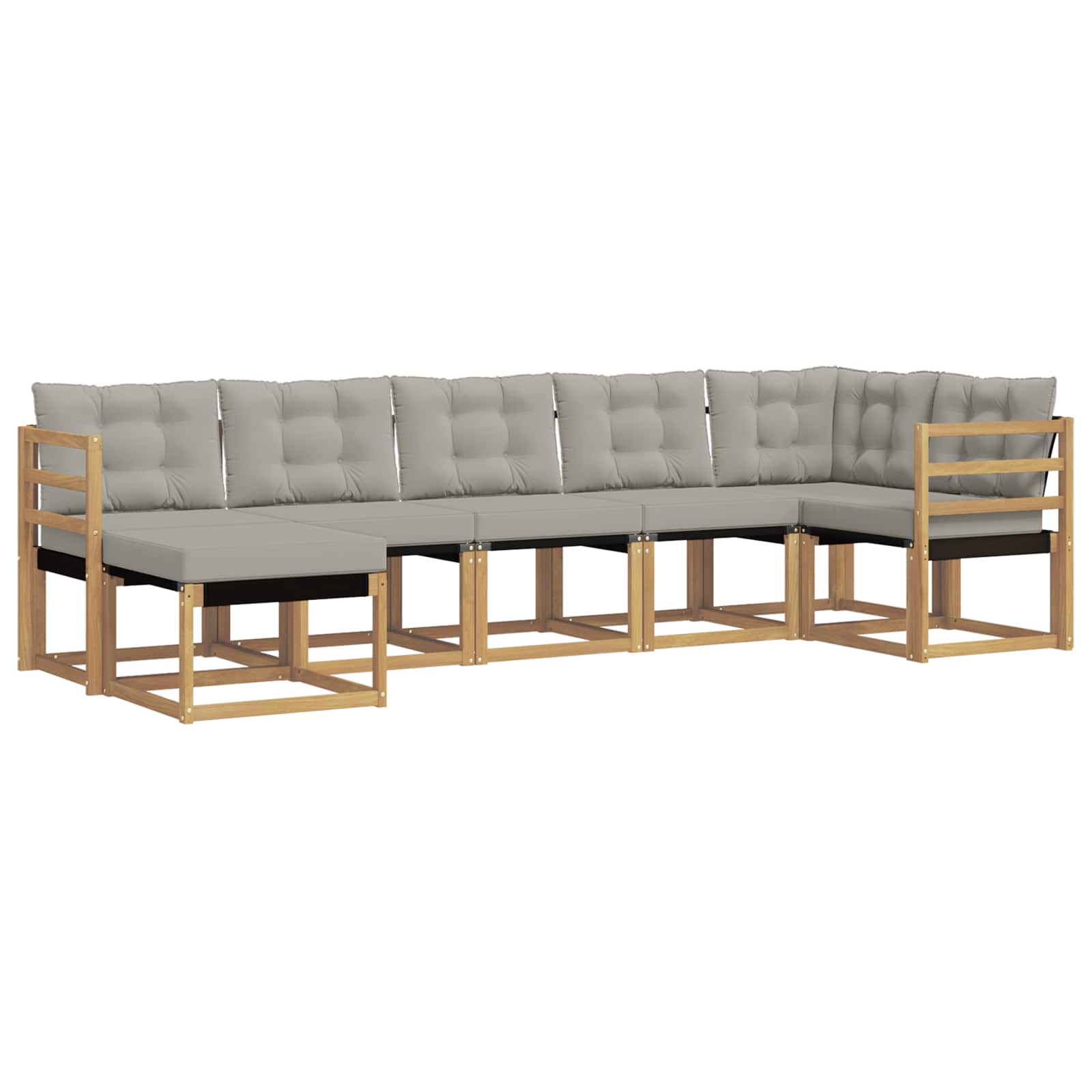 Conjunto de sofás de exterior 7 pcs Blanco y Gris Claro