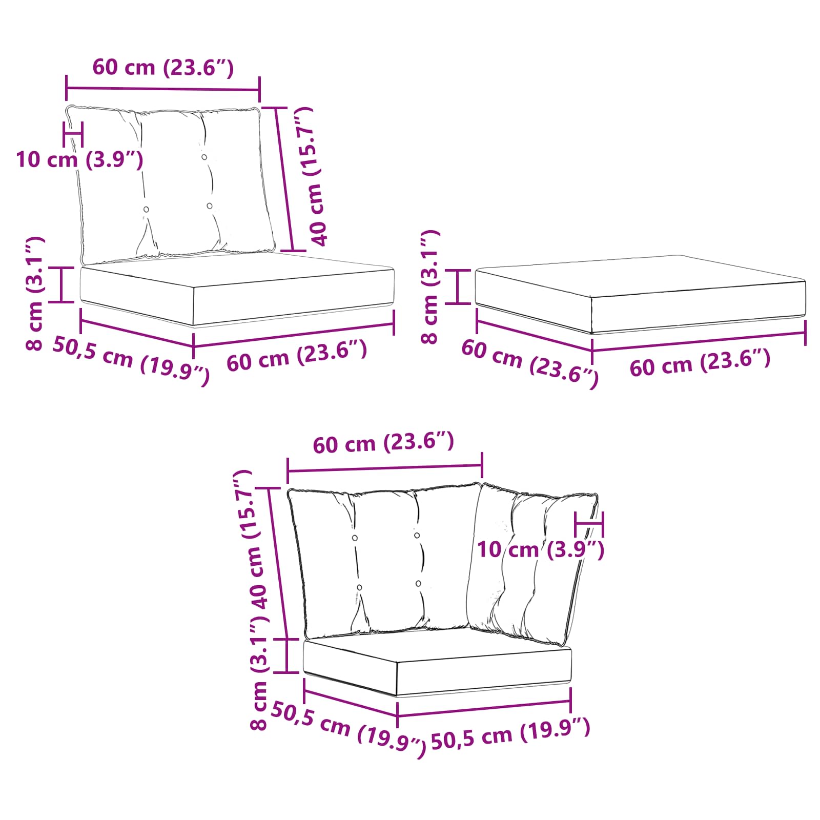 Conjunto de sofás de exterior 7 pcs Blanco y Gris Claro