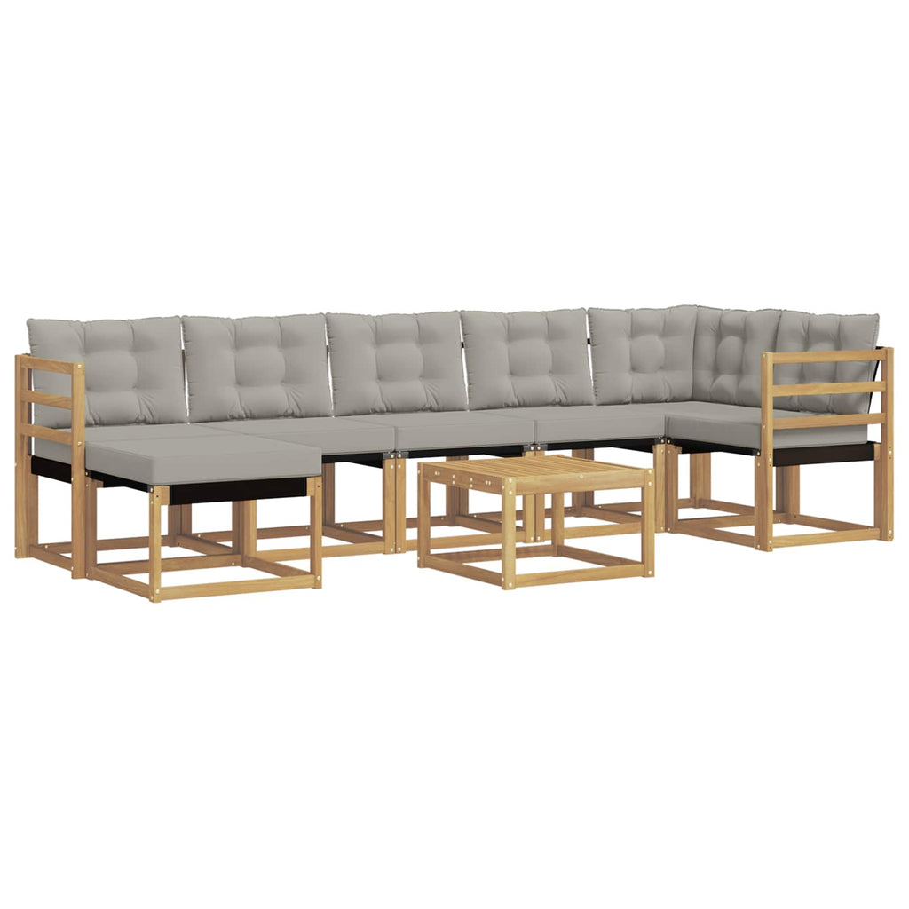 Conjunto de sofás de exterior 8 pcs Blanco y Gris Claro