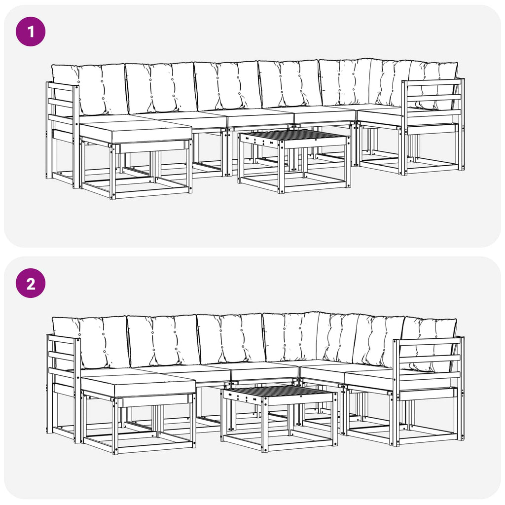 Conjunto de sofás de exterior 8 pcs Blanco y Gris Claro