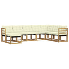 Conjunto de sofás de exterior con cojín 8 pcs Blanco y Crema