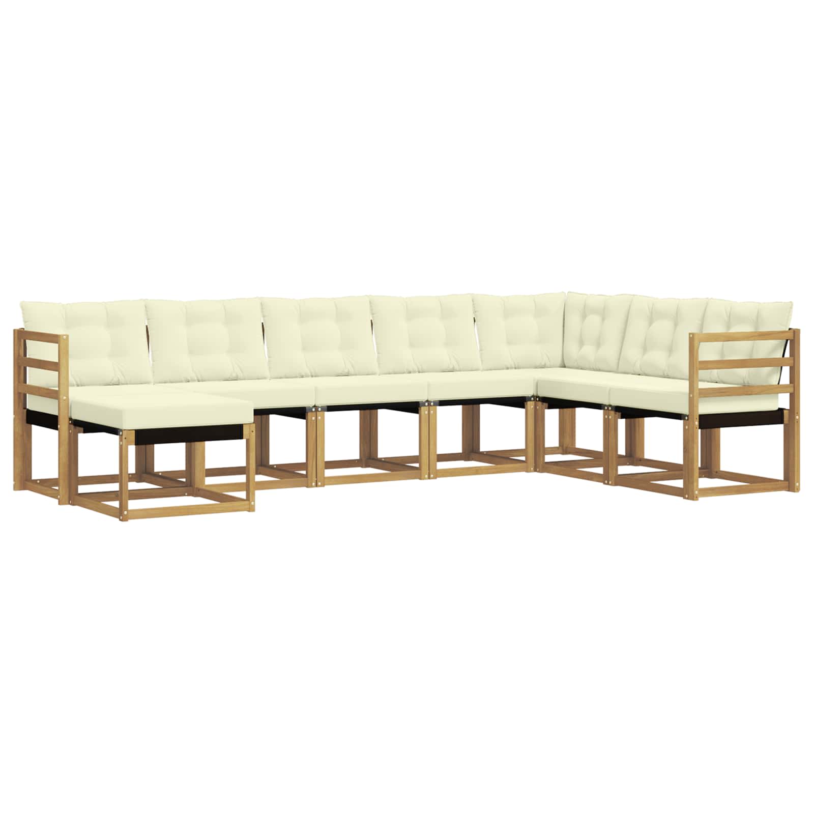 Conjunto de sofás de exterior con cojín 8 pcs Blanco y Crema