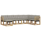 Conjunto de sofás de exterior 8 pcs Blanco y Gris Claro