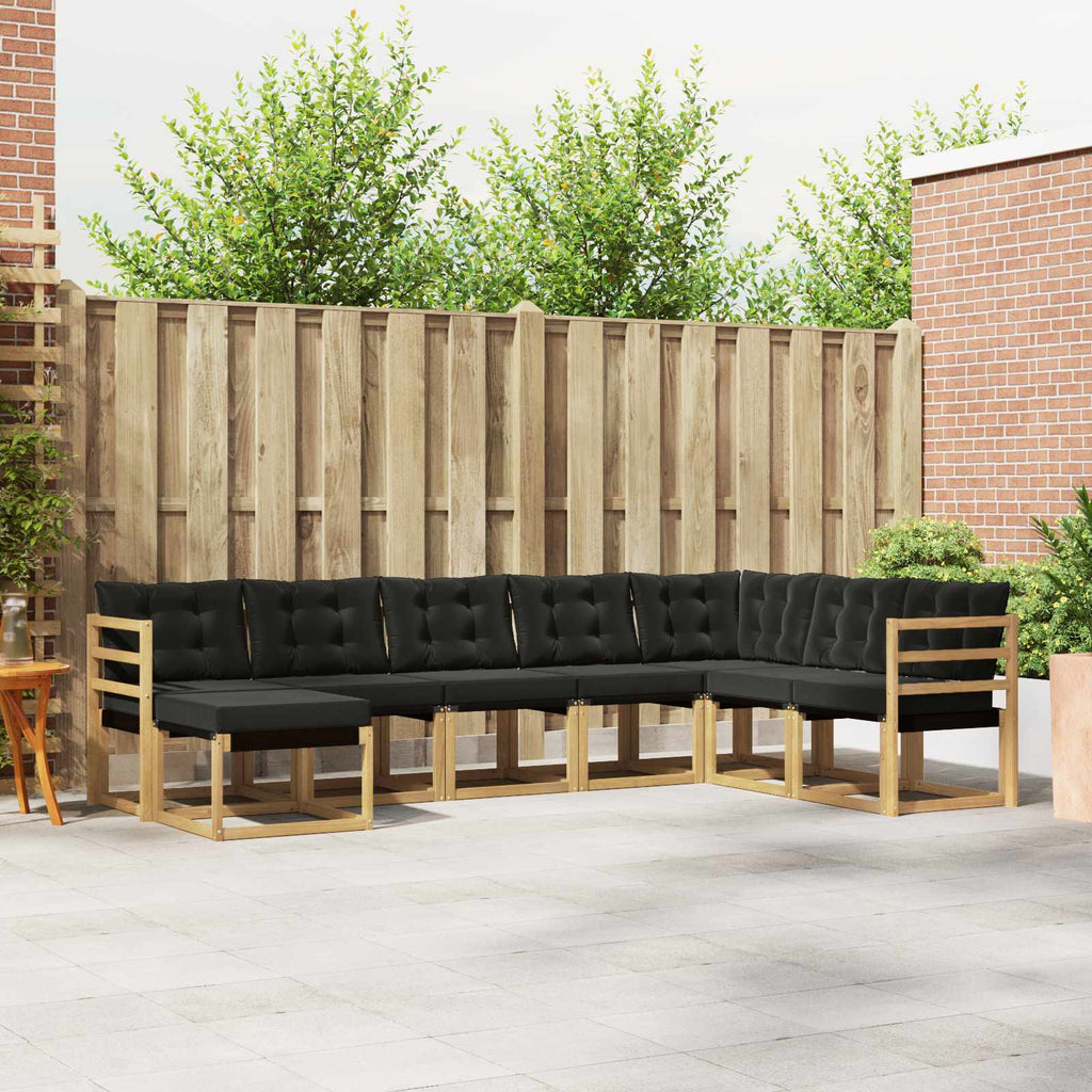 Conjunto de sofás de exterior con cojín 8 pcs Blanco y Negro