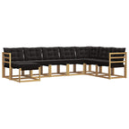 Conjunto de sofás de exterior con cojín 8 pcs Blanco y Negro