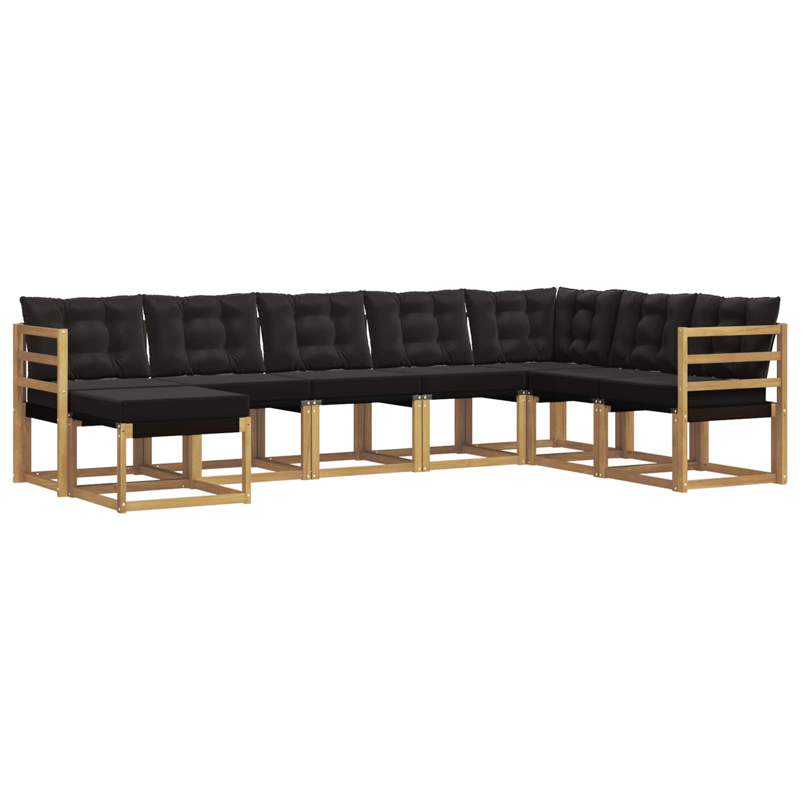 Conjunto de sofás de exterior con cojín 8 pcs Blanco y Negro