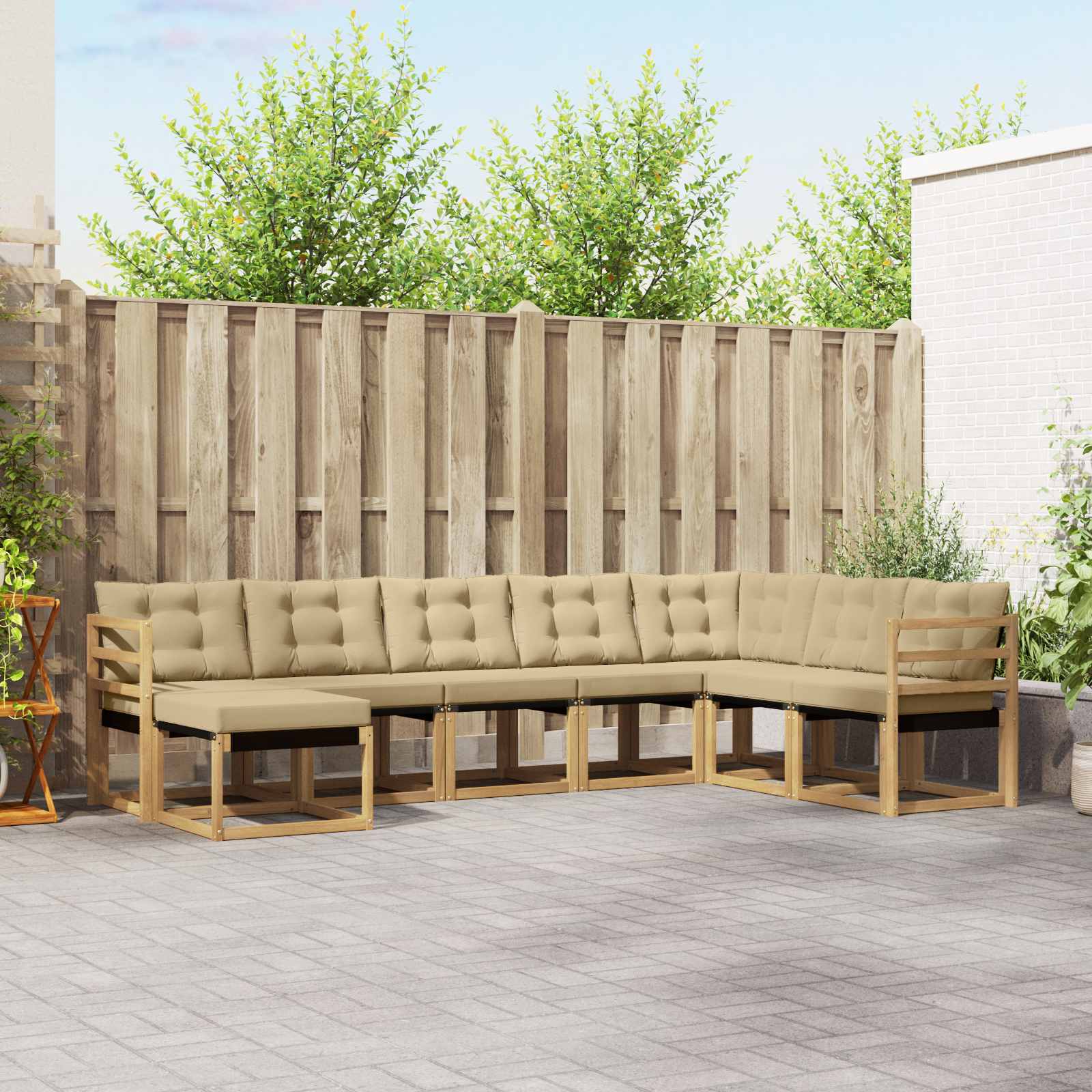 Conjunto de sofás de exterior con cojín 8 pcs y Beige
