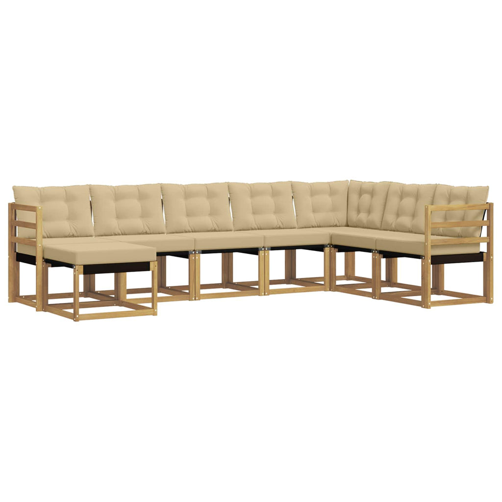 Conjunto de sofás de exterior con cojín 8 pcs y Beige