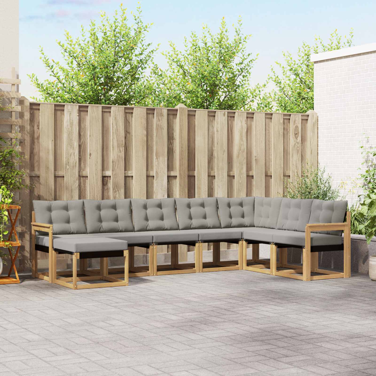 Conjunto de sofás de exterior 8 pcs Blanco y Gris Claro