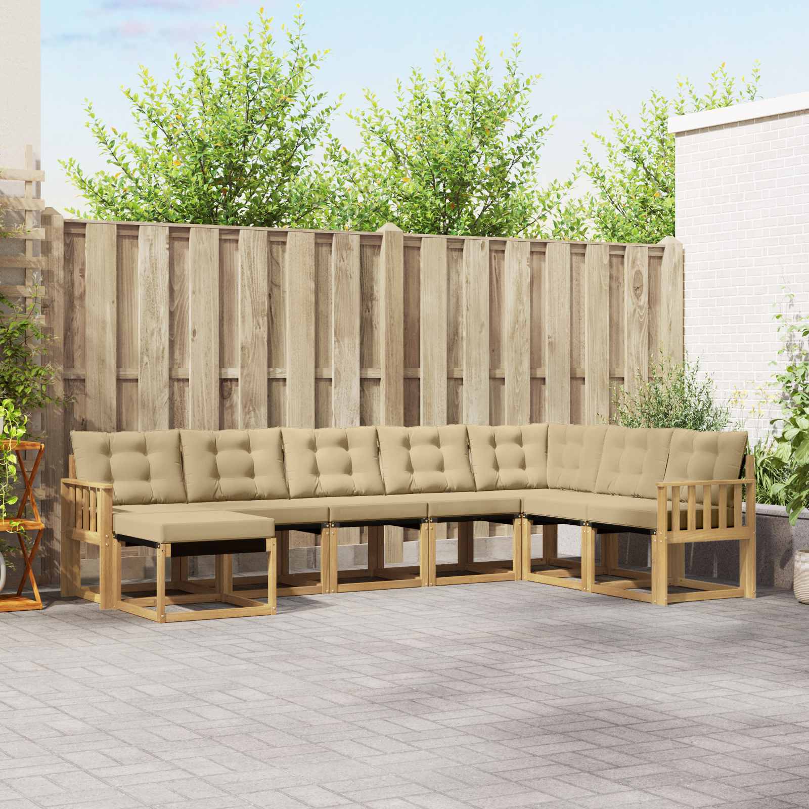 Conjunto de sofás de exterior con cojín 8 pcs y Beige