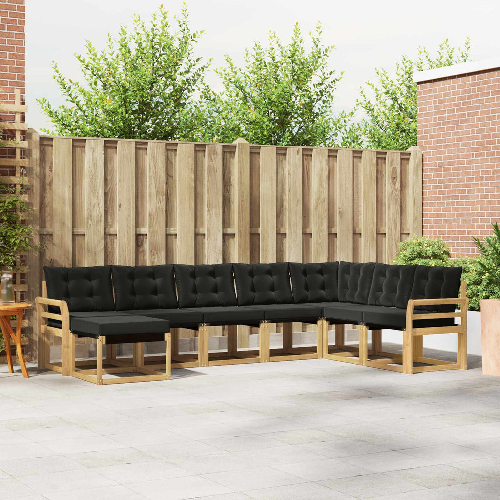 Conjunto de sofás de exterior con cojín 8 pcs Blanco y Negro