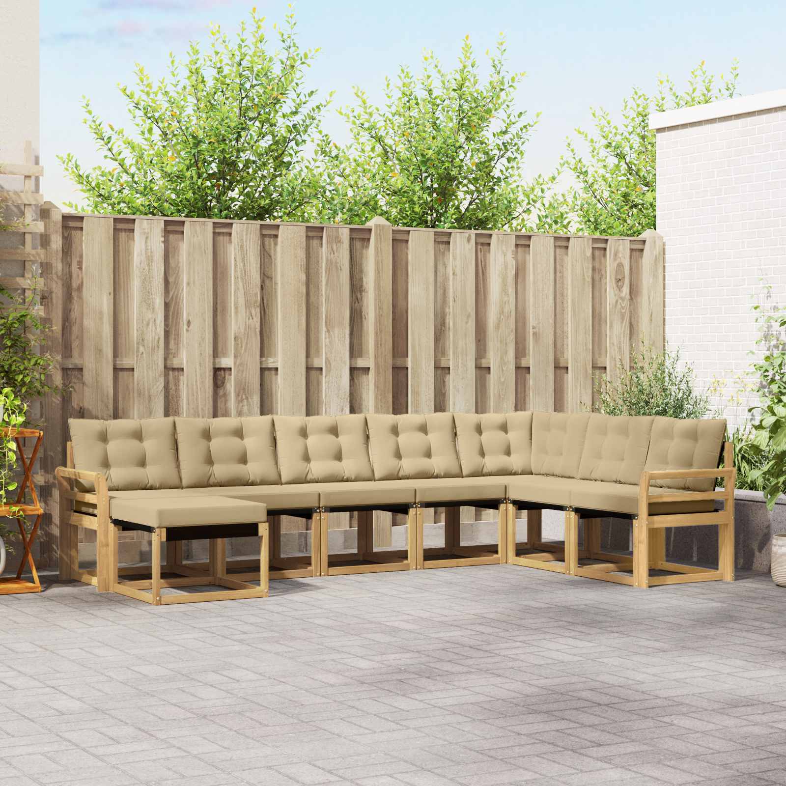 Conjunto de sofás de exterior con cojín 8 pcs y Beige