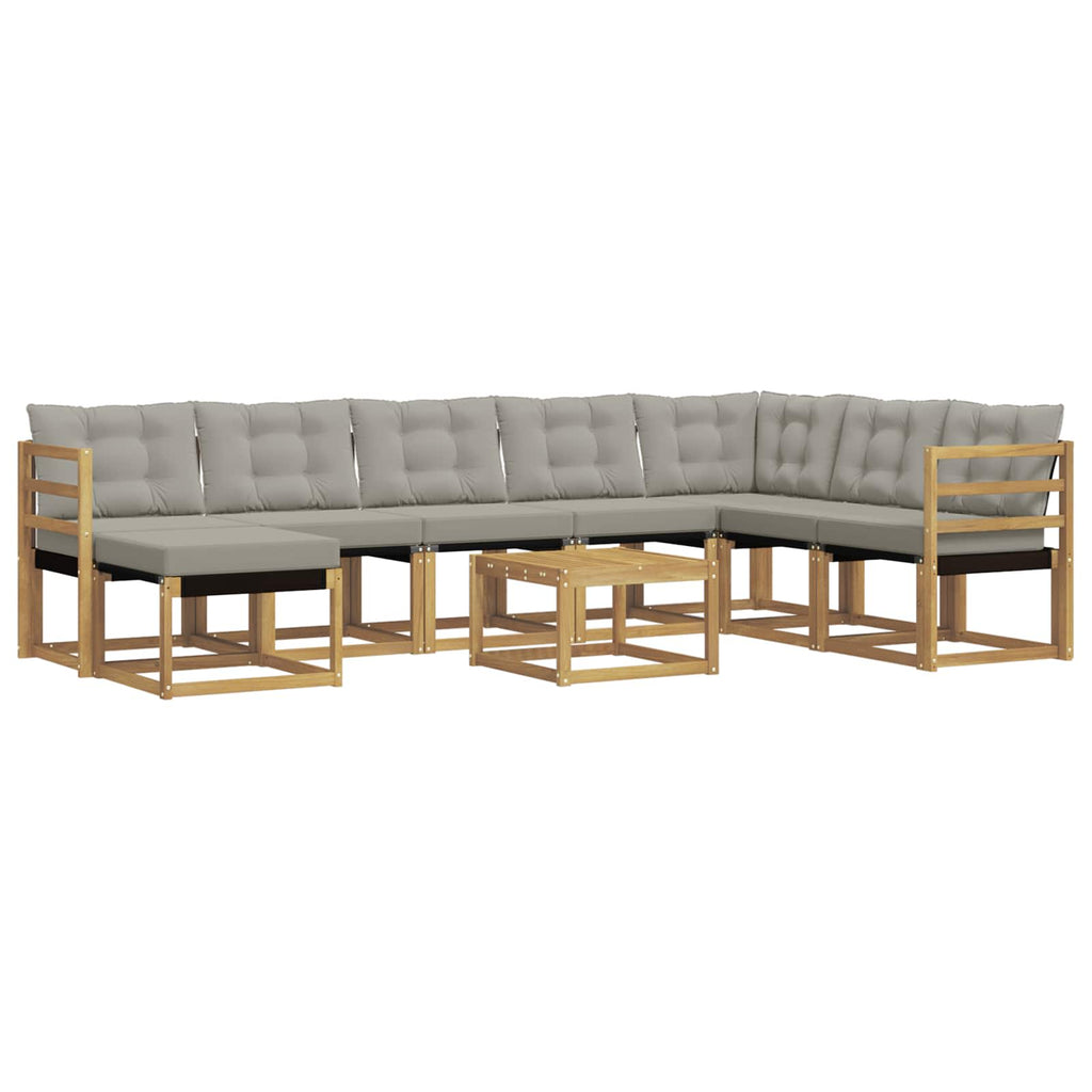 Conjunto de sofás de exterior 9 pcs Blanco y Gris Claro