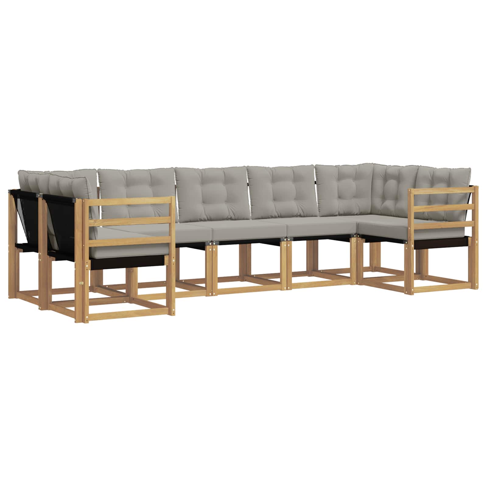 Conjunto de sofás de exterior 7 pcs Blanco y Gris Claro
