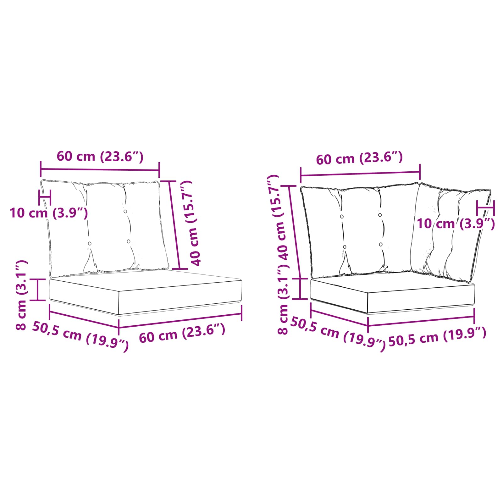 Conjunto de sofás de exterior 7 pcs Blanco y Gris Claro