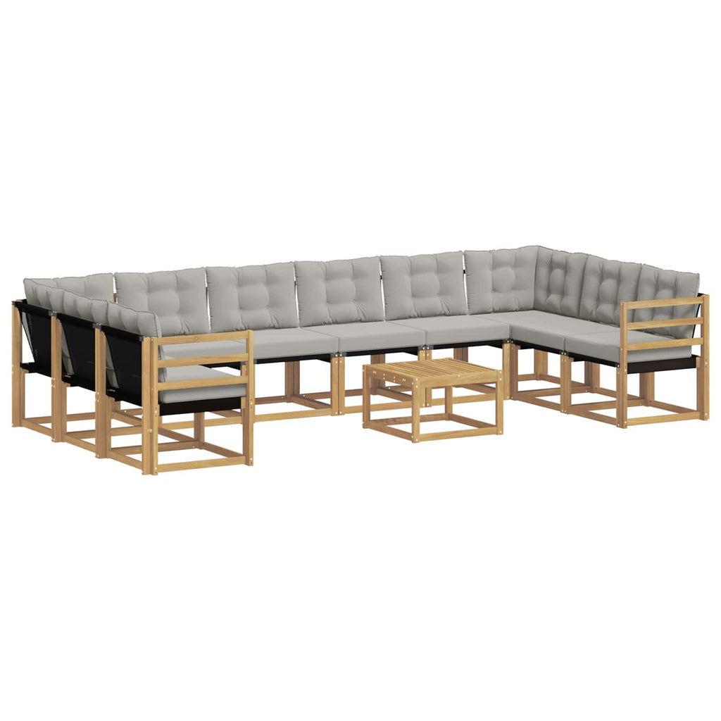 Conjunto de sofás de exterior 11 pcs Blanco y Gris Claro