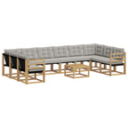Conjunto de sofás de exterior 11 pcs Blanco y Gris Claro