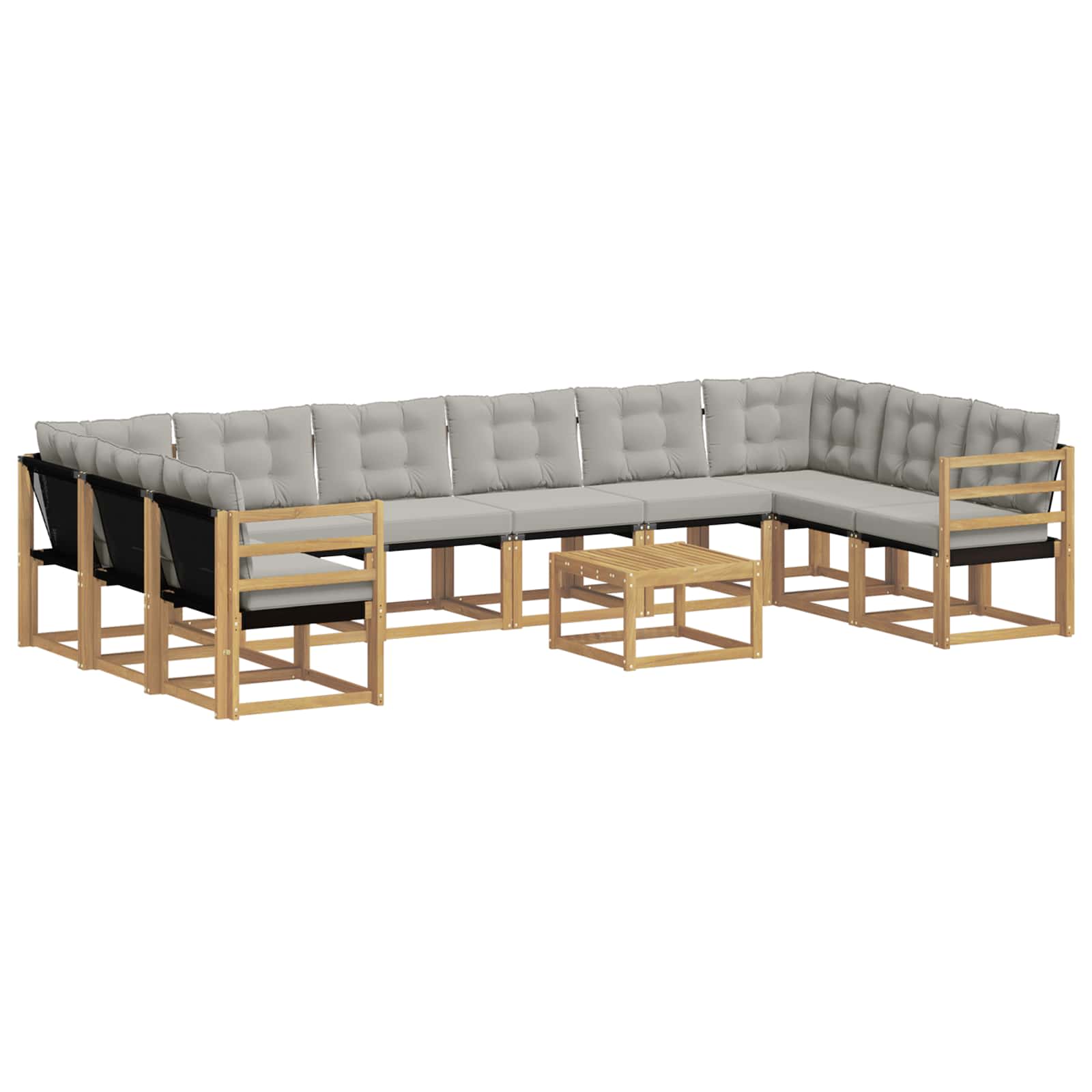 Conjunto de sofás de exterior 11 pcs Blanco y Gris Claro