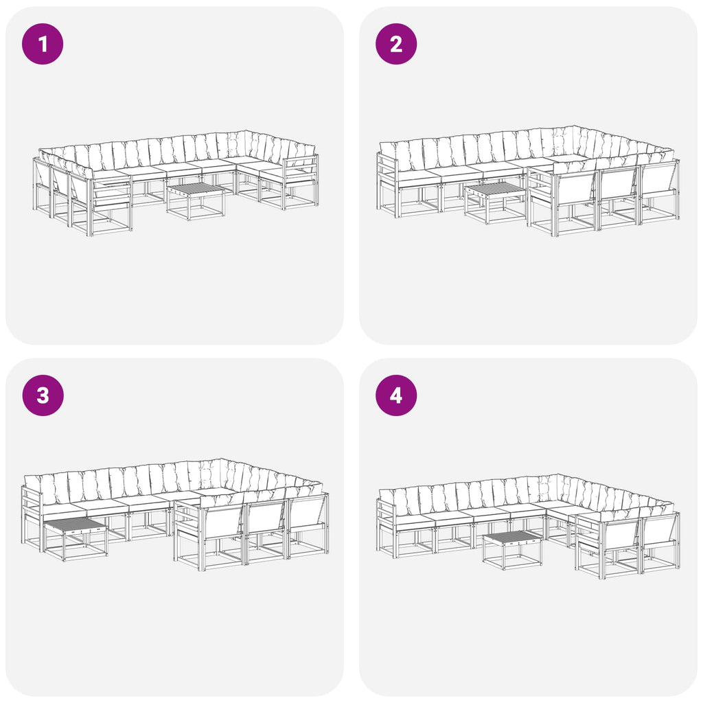 Conjunto de sofás de exterior 11 pcs Blanco y Gris Claro