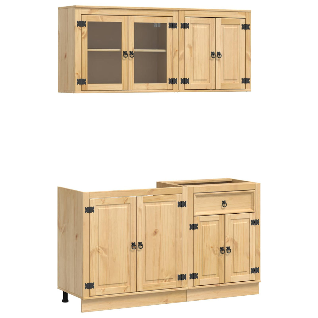 Armario con estante SKI 4 pcs Marrón Miel Madera de pino macizo