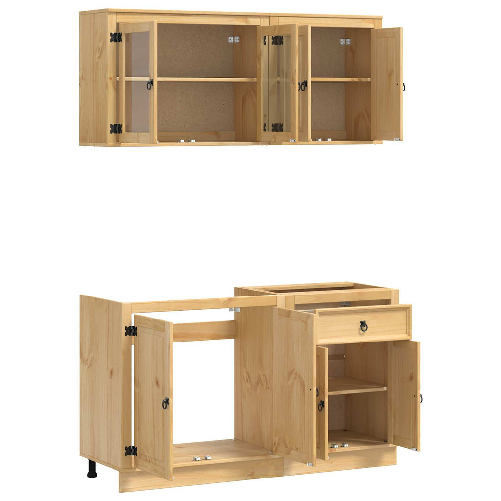 Armario con estante SKI 4 pcs Marrón Miel Madera de pino macizo