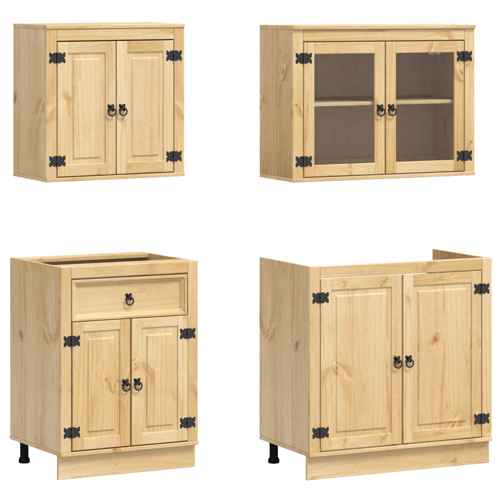 Armario con estante SKI 4 pcs Marrón Miel Madera de pino macizo
