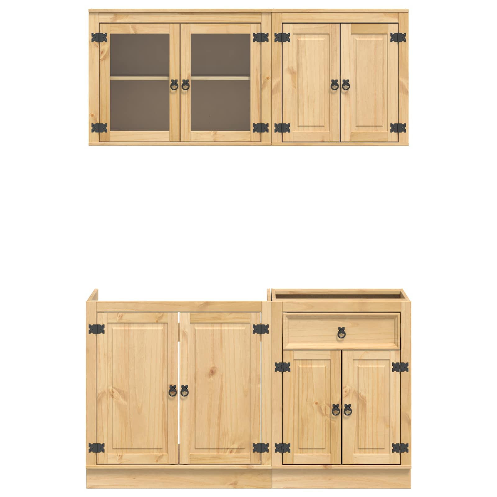 Armario con estante SKI 4 pcs Marrón Miel Madera de pino macizo
