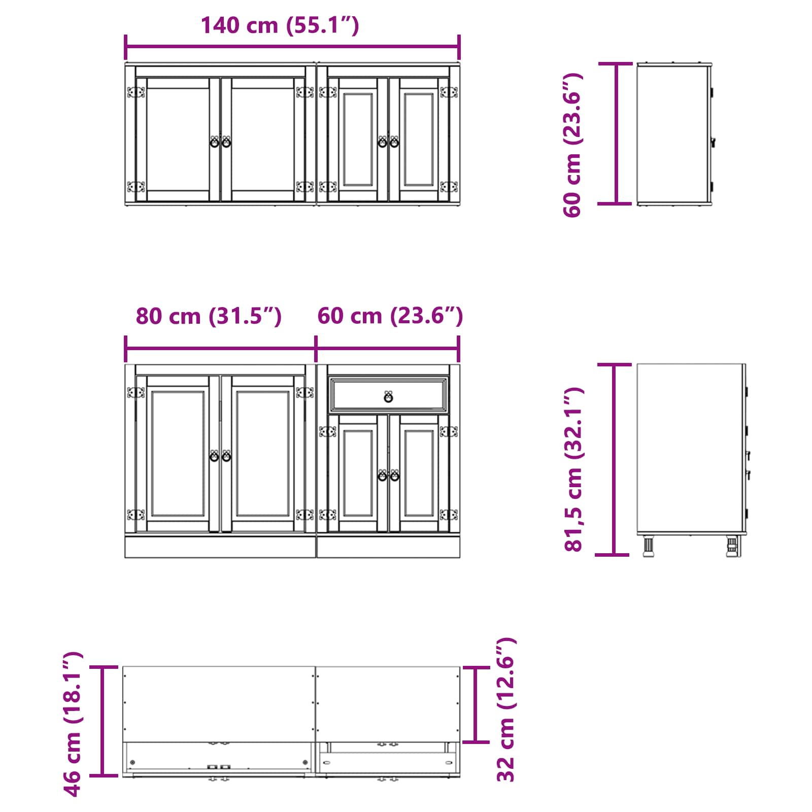 Armario con estante SKI 4 pcs Marrón Miel Madera de pino macizo