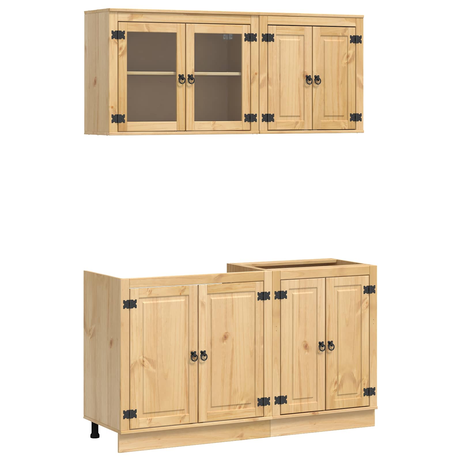 Armario con estante SKI 4 pcs Marrón Miel Madera de pino macizo