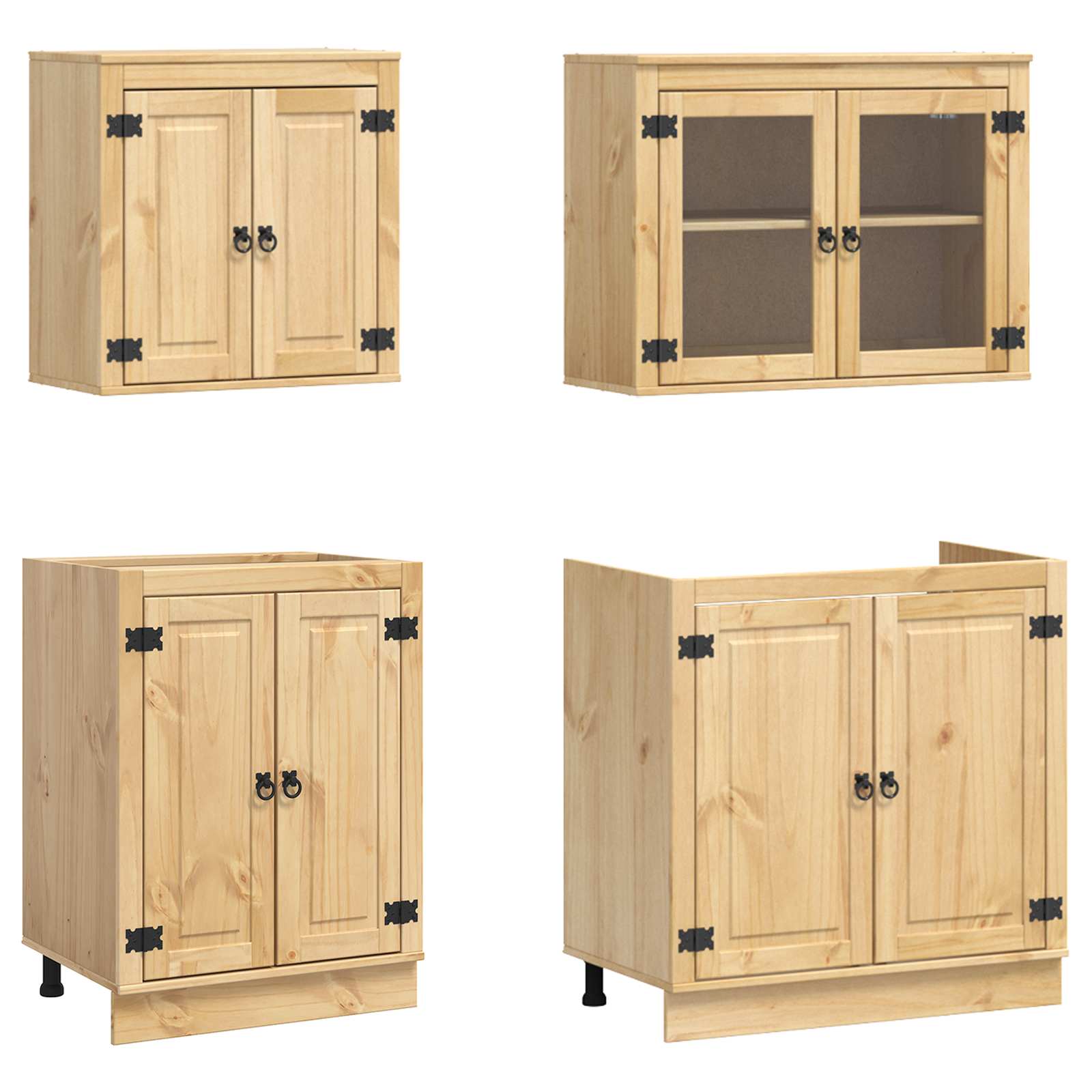 Armario con estante SKI 4 pcs Marrón Miel Madera de pino macizo