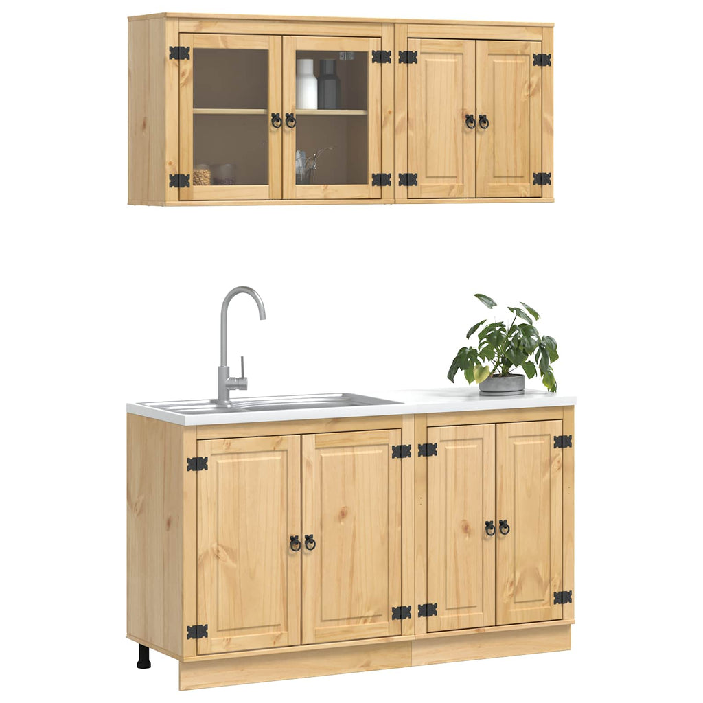 Armario con estante SKI 4 pcs Marrón Miel Madera de pino macizo