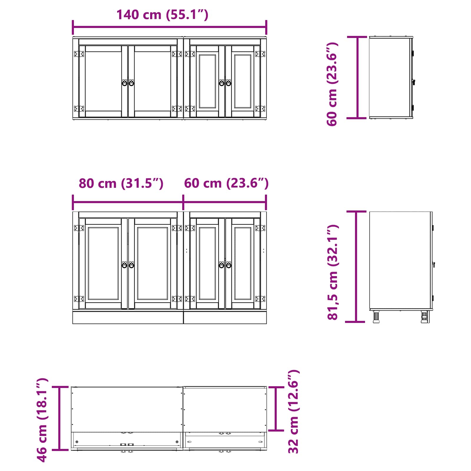 Armario con estante SKI 4 pcs Marrón Miel Madera de pino macizo