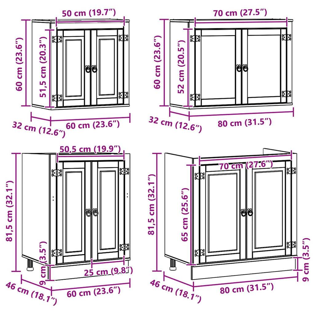 Armario con estante SKI 4 pcs Marrón Miel Madera de pino macizo