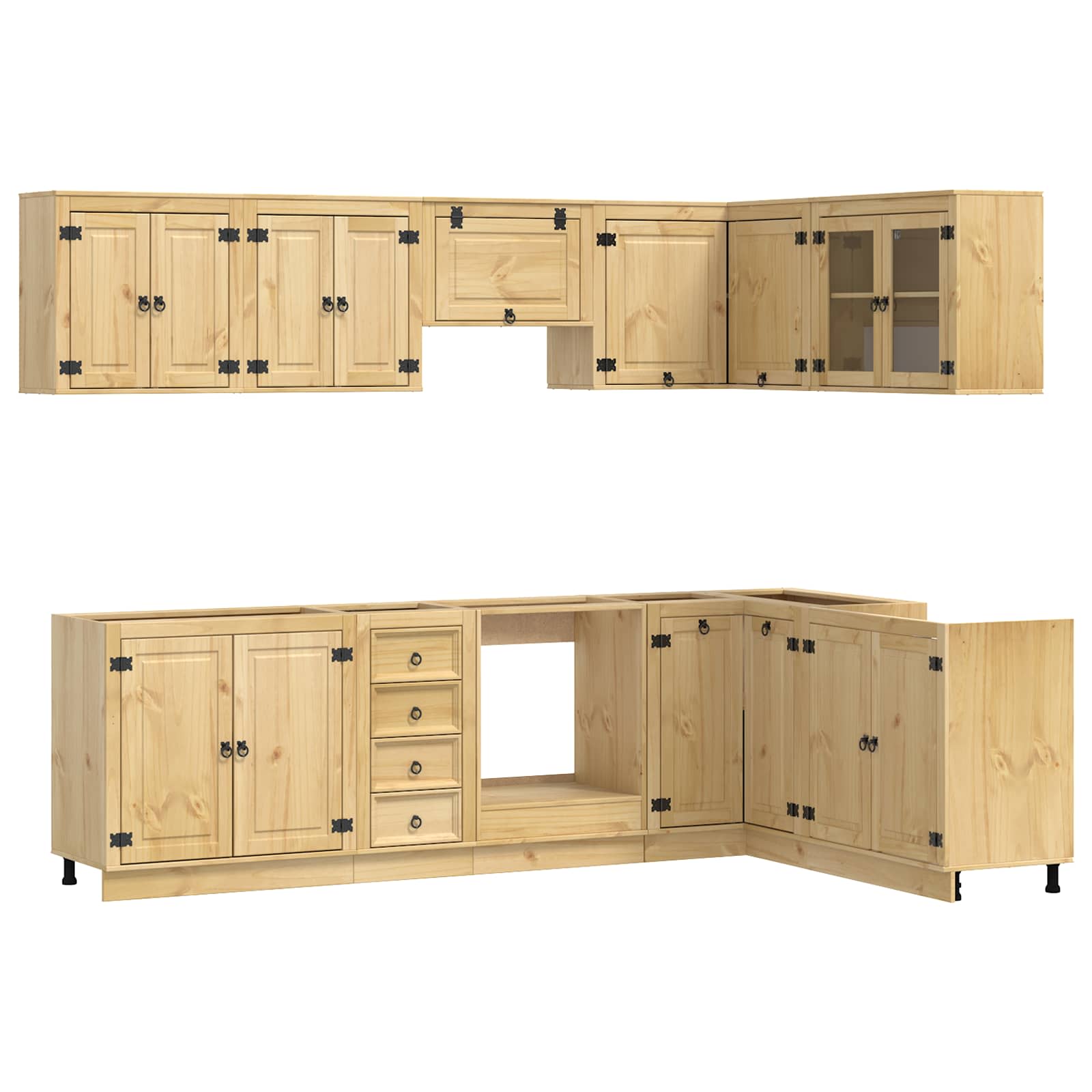 Armario con cajón SKI 10 pcs Marrón Miel Madera de pino macizo
