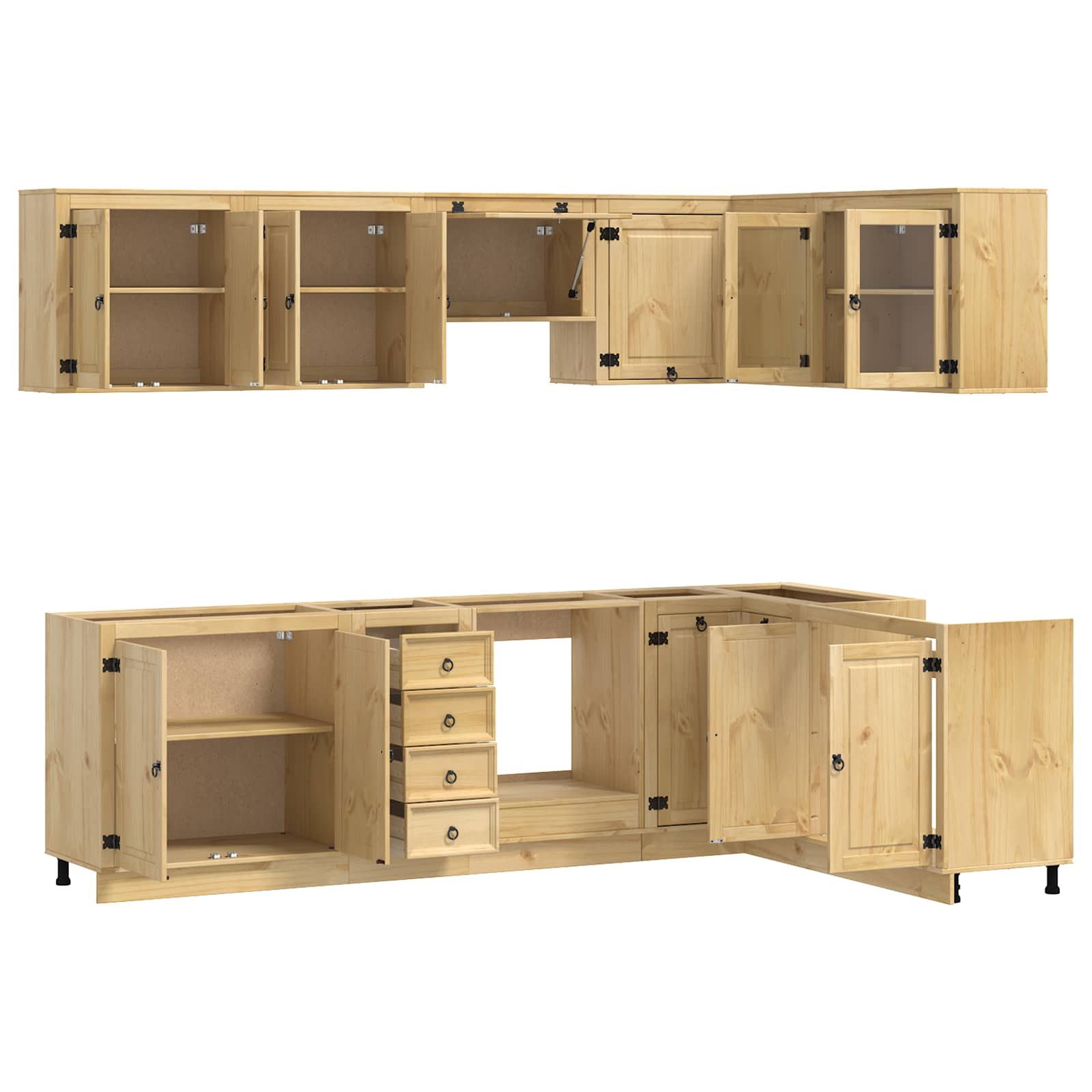 Armario con cajón SKI 10 pcs Marrón Miel Madera de pino macizo