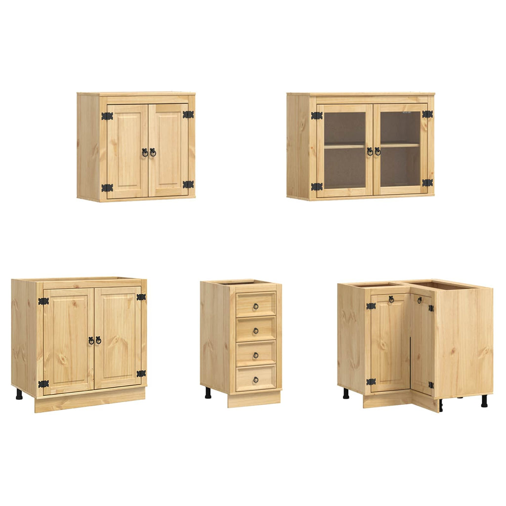 Armario con cajón SKI 10 pcs Marrón Miel Madera de pino macizo