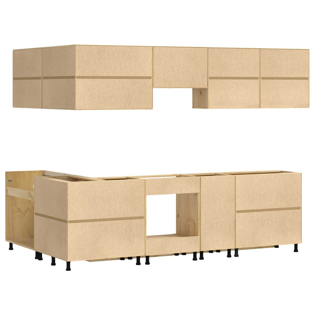 Armario con cajón SKI 10 pcs Marrón Miel Madera de pino macizo