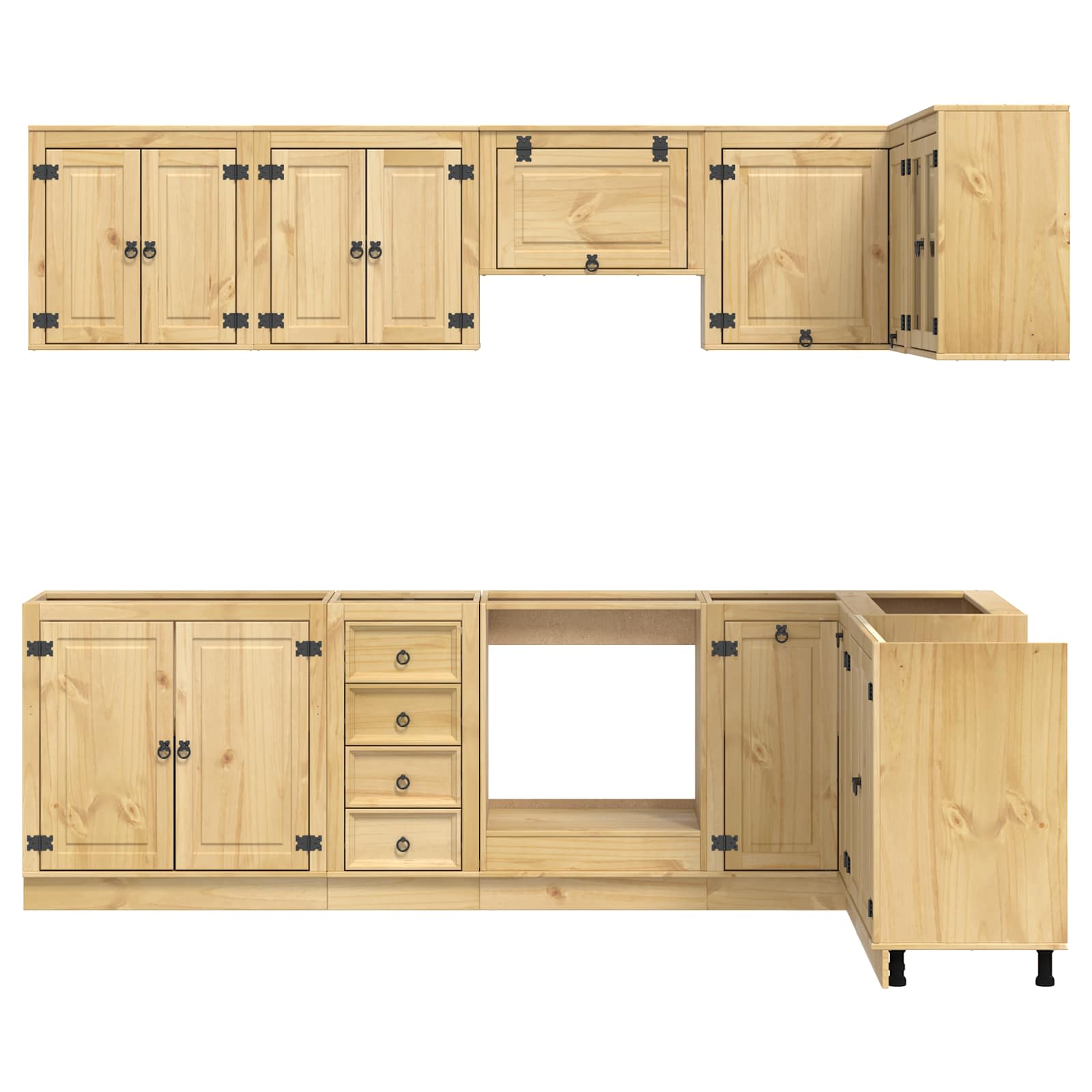 Armario con cajón SKI 10 pcs Marrón Miel Madera de pino macizo