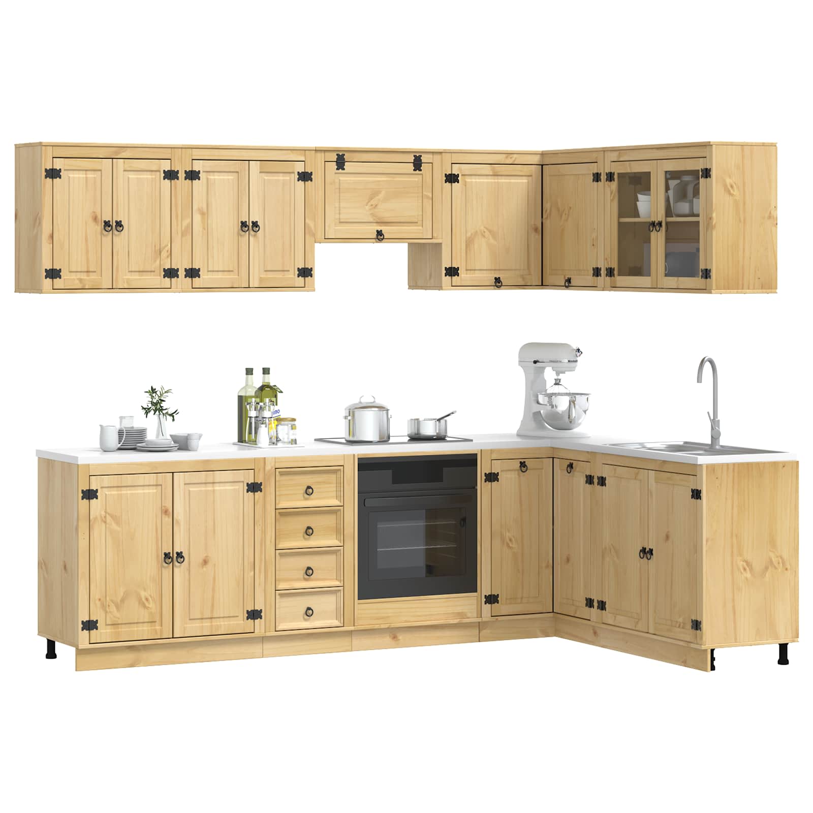 Armario con cajón SKI 10 pcs Marrón Miel Madera de pino macizo