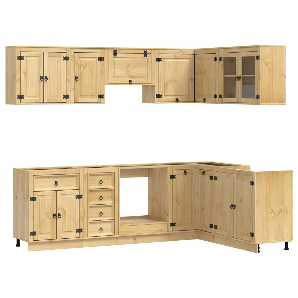 Armario con cajón SKI 10 pcs Marrón Miel Madera de pino macizo