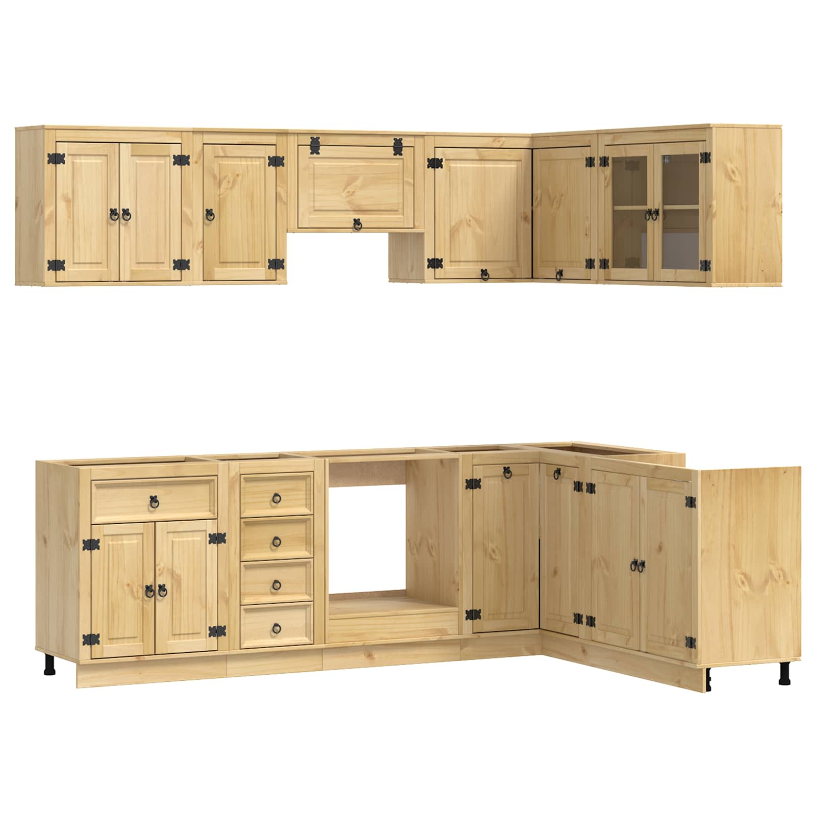Armario con cajón SKI 10 pcs Marrón Miel Madera de pino macizo