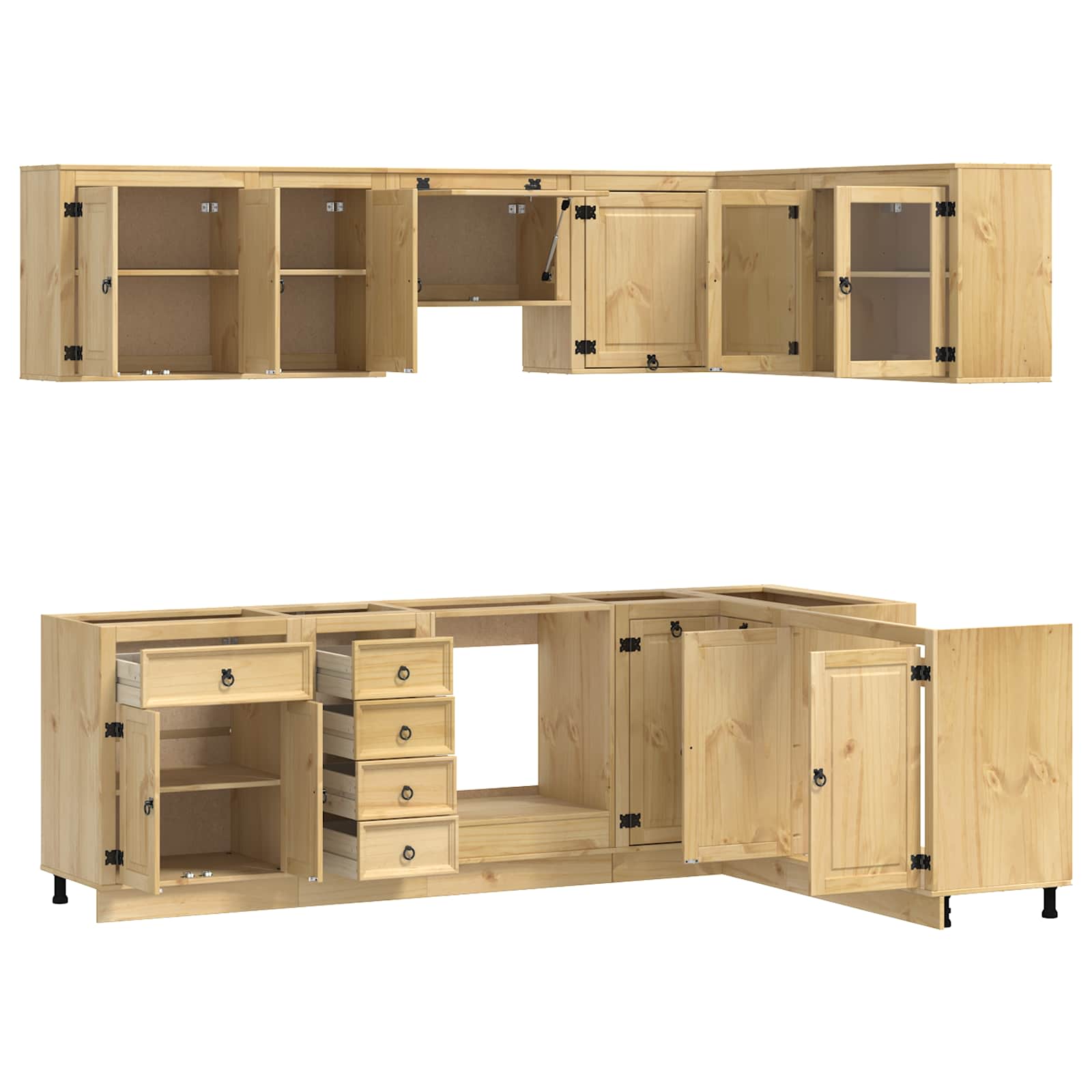 Armario con cajón SKI 10 pcs Marrón Miel Madera de pino macizo