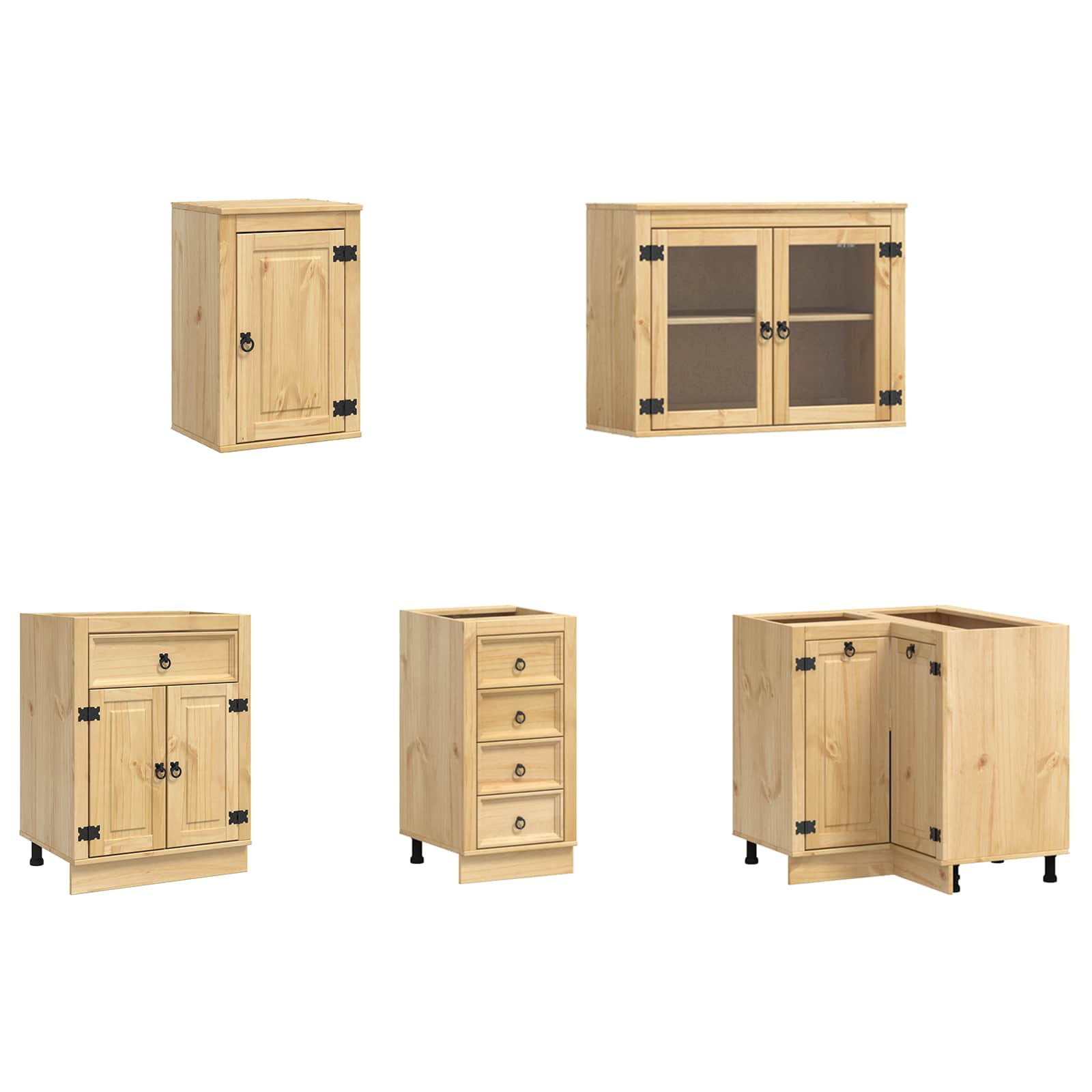 Armario con cajón SKI 10 pcs Marrón Miel Madera de pino macizo