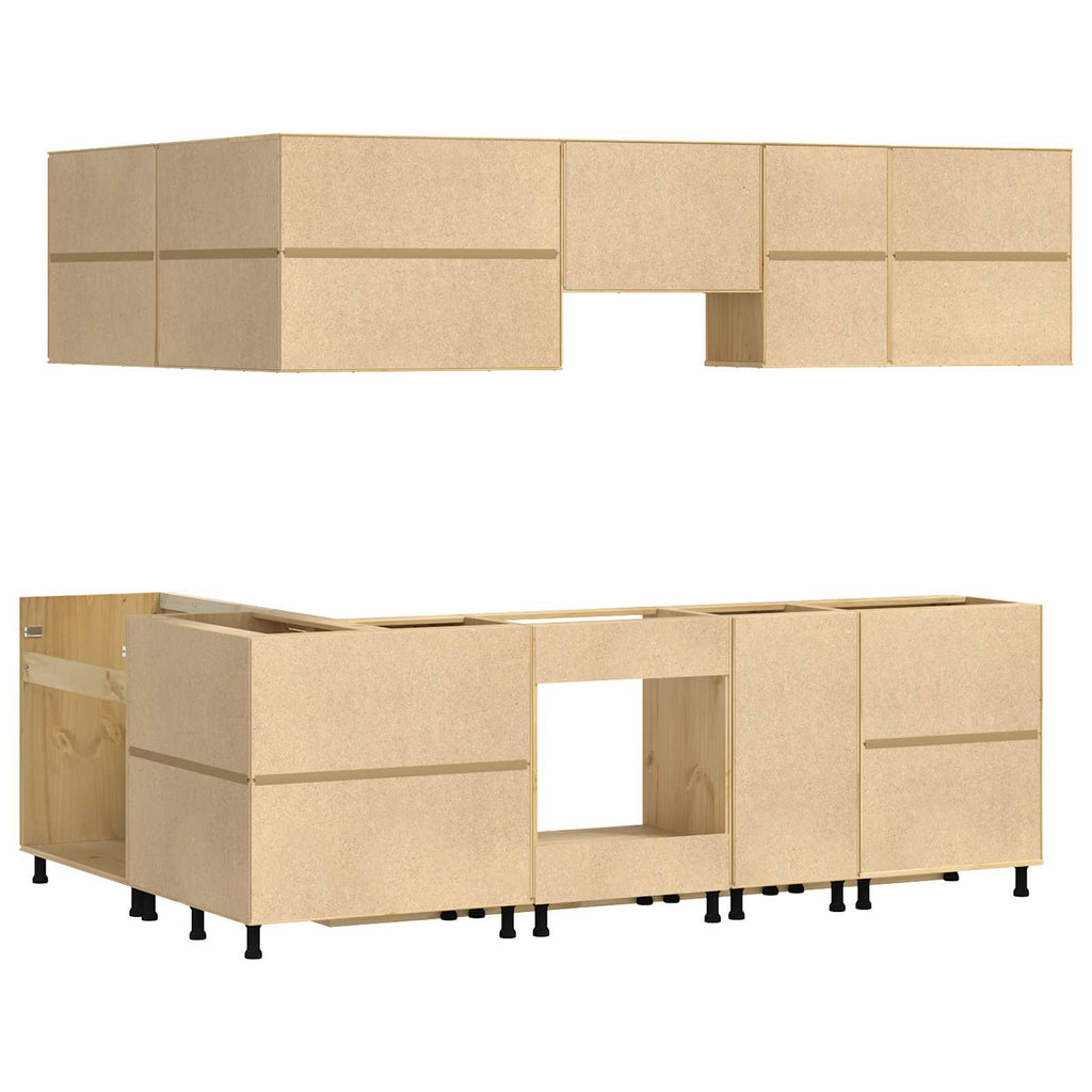 Armario con cajón SKI 10 pcs Marrón Miel Madera de pino macizo