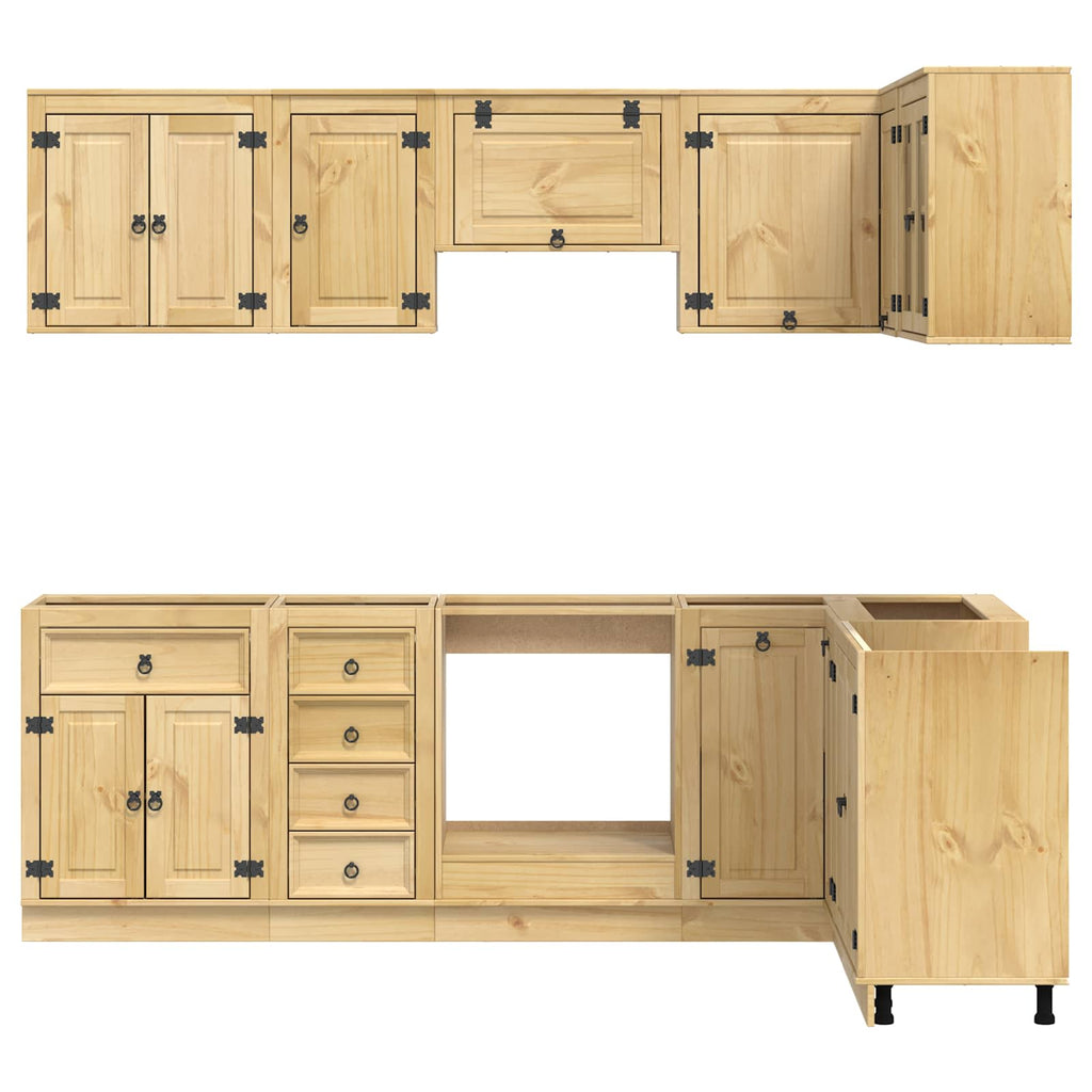 Armario con cajón SKI 10 pcs Marrón Miel Madera de pino macizo