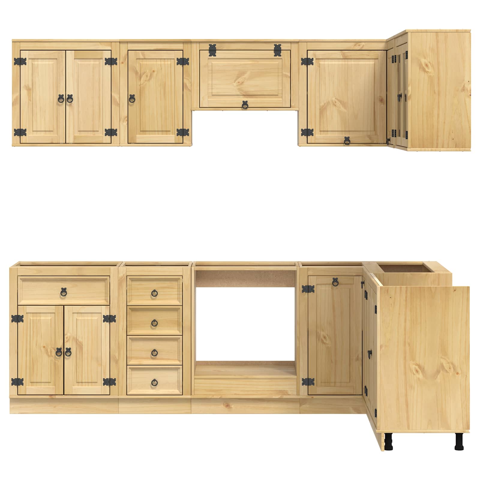 Armario con cajón SKI 10 pcs Marrón Miel Madera de pino macizo