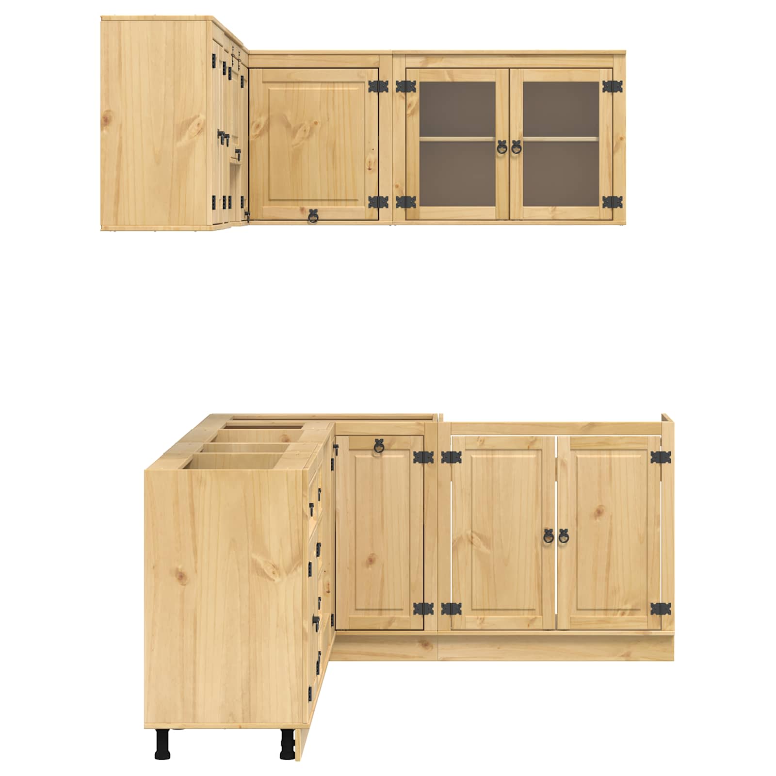 Armario con cajón SKI 10 pcs Marrón Miel Madera de pino macizo